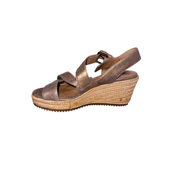Eileen Fisher Beckon Espadrille Wedge Sandal Platinum Metallic Bronze Wedge 6.5 - Picture 7 of 11